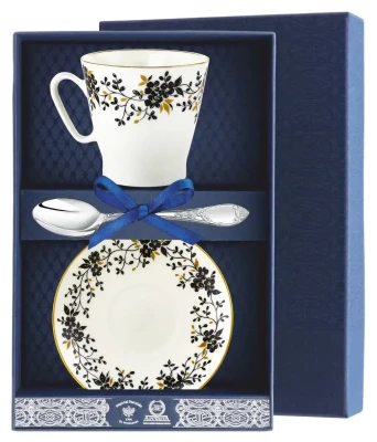 Набор кофейный "Черный кофе - Тонкие веточки (л.к. Престиж) 3 пр.+футляр