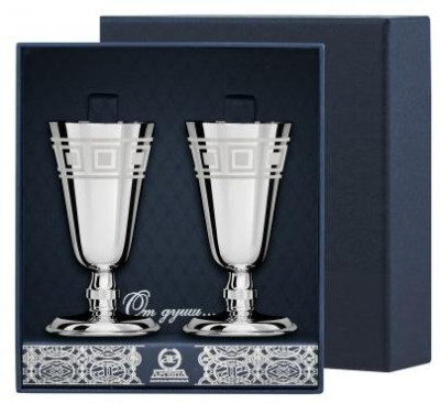 Серебряный набор рюмок №4 с рисунком «Квадрат»