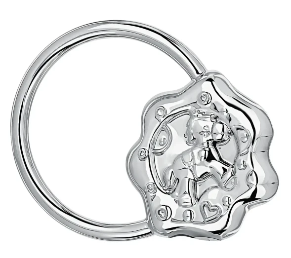 1071ПГ05801 Серебряная погремушка «Лошадка на кольце»