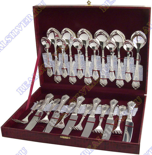 1690 Набор столовый с чернением на 6 персон (24 предмета)