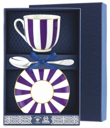 Набор чайный "Ландыш - Да и Нет" фиолетовый (л.ч. Кр. Уз. белая эмаль) 3 пр.+футляр