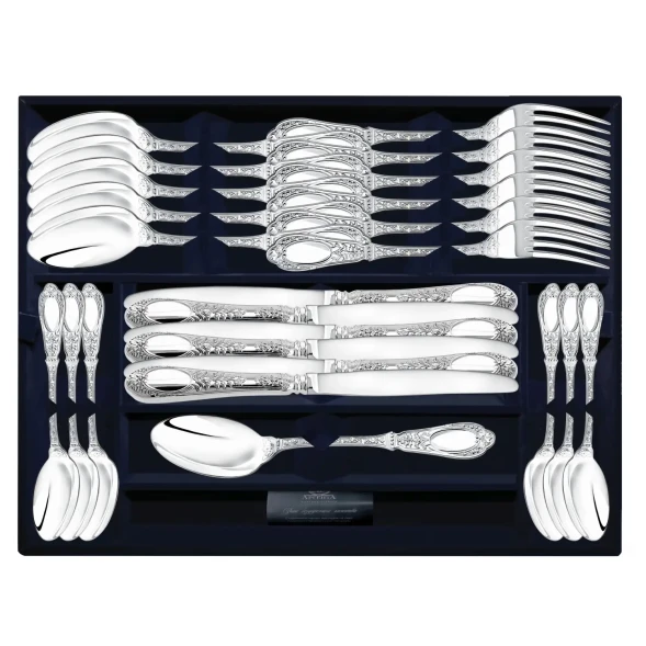 1319НБ01801 Серебряный столовый набор "Фамильный" на 6 персон (24 предмета)