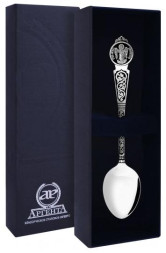 Серебряная детская ложка «Ангел Хранитель» с чернением