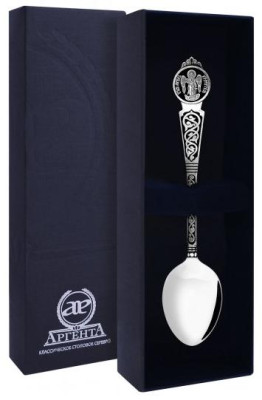 Серебряная детская ложка «Ангел Хранитель» с чернением