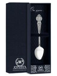 Серебряная детская ложка «Ангел Хранитель» с чернением