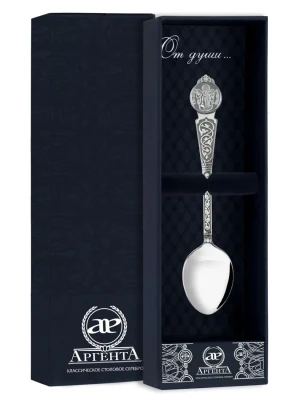 761ЛЖ00806 Серебряная детская ложка «Ангел Хранитель» с чернением