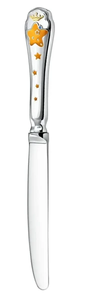 560НБ05808 Набор детских серебряных столовых приборов «Звезда» с ножом для мальчика