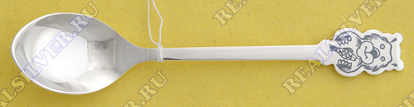 40010339А05 Серебряная детская ложка «Медвежонок» с чернением