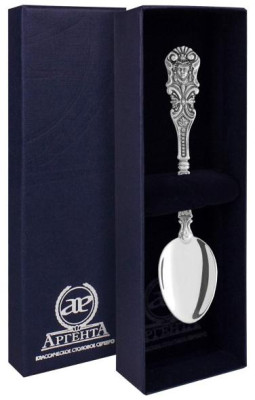 218ЛЖ03806 Серебряная чайная ложка с чернением «Величие»