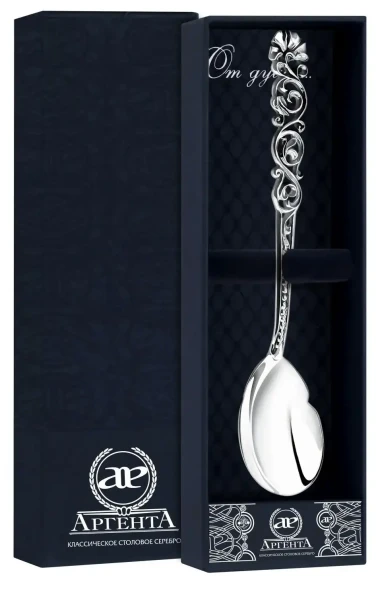 609ЛЖ03806 Серебряная чайная ложка «Подарочная» с чернением