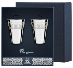 Серебряный набор рюмок гладких с гравировкой «Квадрат»