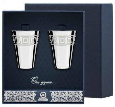 Серебряный набор рюмок гладких с гравировкой «Квадрат»