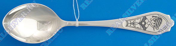40010354А05 Серебряная детская ложка «Буратино» с чернением