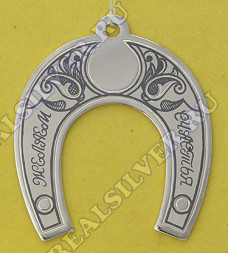 Серебряная подкова «Желаем Счастья» с чернением