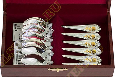Серебряный кофейный набор на 6 персон с золочением