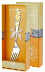 Серебряная детская вилка «Мальчик» с золочением