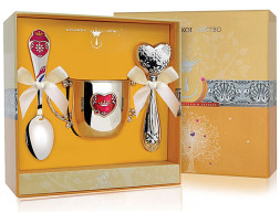 Набор детского серебра «Сердечко» с погремушкой