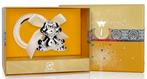 1GI0101D/8 Серебряная погремушка «Лягушка» на кольце