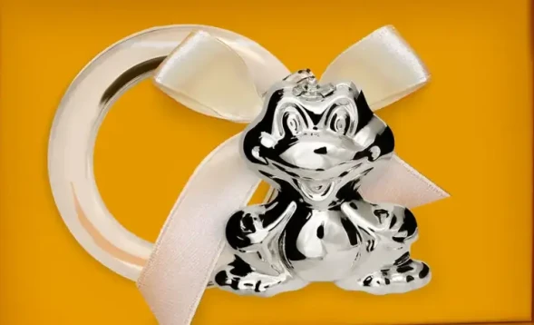 1GI0101D/8 Серебряная погремушка «Лягушка» на кольце