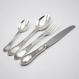 Серебряный столовый набор на 1 персону «Престиж» с чернением