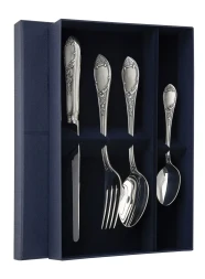 Серебряный столовый набор на 1 персону «Престиж» с чернением