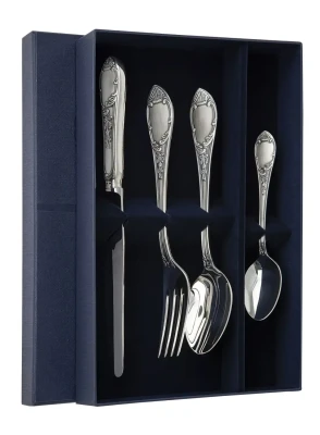 305НБ01806 Серебряный столовый набор на 1 персону «Престиж» с чернением