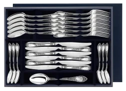 Серебряный столовый набор «Престиж» с чернением на 6 персон (24 предмета)