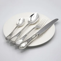 Серебряный столовый набор «Престиж» с чернением на 6 персон (24 предмета)