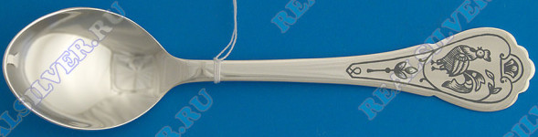 40010271П05 Серебряная детская ложка «Петушок» с чернением