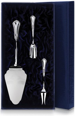 164НБ03001 Серебряный чайный набор «Фаворит» из 3 предметов в подарочном футляре
