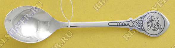 40010371Л05 Серебряная чайная ложка «Знак Зодиака Лев» с чернением