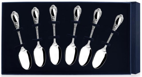 1236НБ03801 Серебряный чайный набор "Фамильный" на 6 персон (6 предметов)