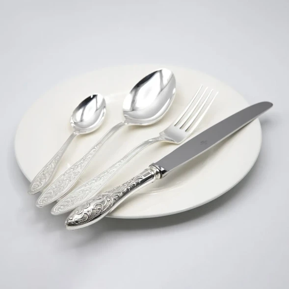 1322НБ01801 Серебряный столовый набор "Морозко" на 12 персон (48 предметов)