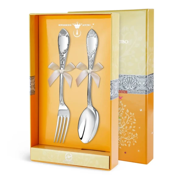 394НБ02801 Набор детских серебряных столовых приборов «Престиж»