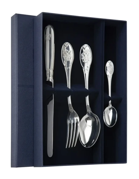 326НБ01801 Серебряный столовый набор на 1 персону «Единство» (4 предмета)