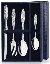 Серебряный столовый набор "Морозко" на 1 персону (4 предмета)