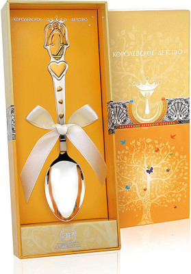 Серебряная детская ложка «Ангел» с золочением