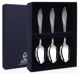 Серебряный чайный набор "Морозко" на 3 персоны (3 предмета)