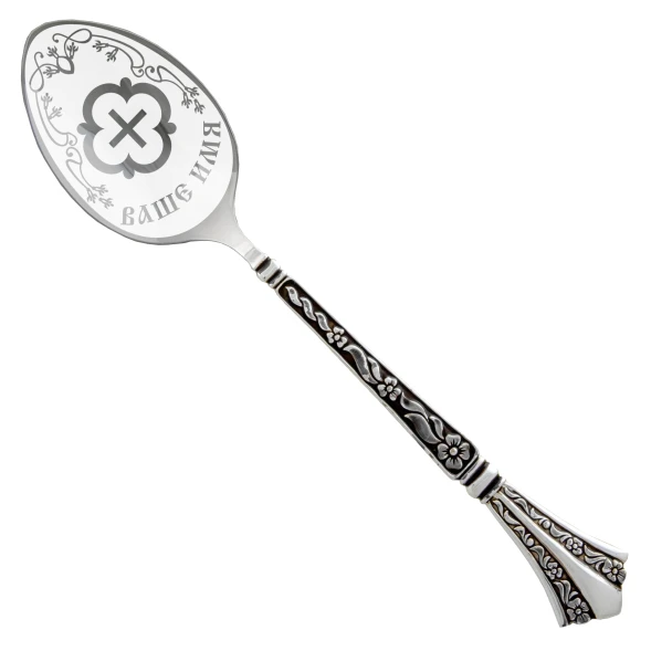 ЛИ004587 Серебряная чайная именная ложка «Муза» с крестом
