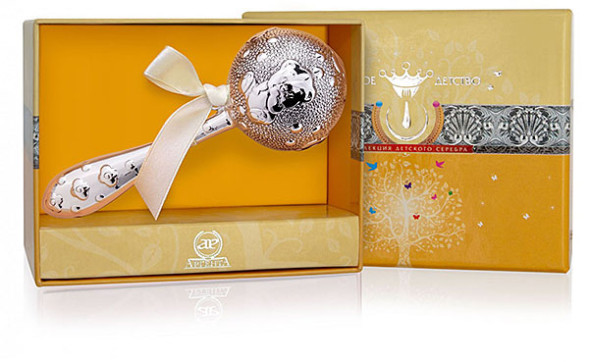 1TNY3003-OR Серебряная погремушка «Медведь»