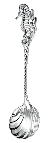 064ЛЖ00801 Серебряная ложка для икры «Морской конек»