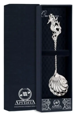 Серебряная ложка для икры «Морской конек»