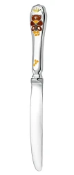 Серебряный детский нож «Мишка» с эмалью