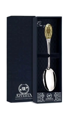 Серебряная чайная ложка «Знак Зодиака Близнецы» с позолотой