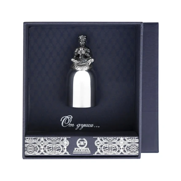 600РМ00806 Серебряная стопка перевертыш «Заклинатель змей» с чернением