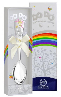 Серебряная детская ложка «Крестильная» с эмалью для девочки