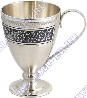 Серебряная кофейная чашка с чернением