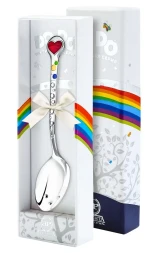 Серебряная детская ложка «Сердечко» с эмалью