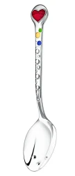 Серебряная детская ложка «Сердечко» с эмалью