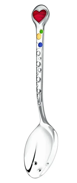 451ЛЖ05808 Серебряная детская ложка «Сердечко» с эмалью